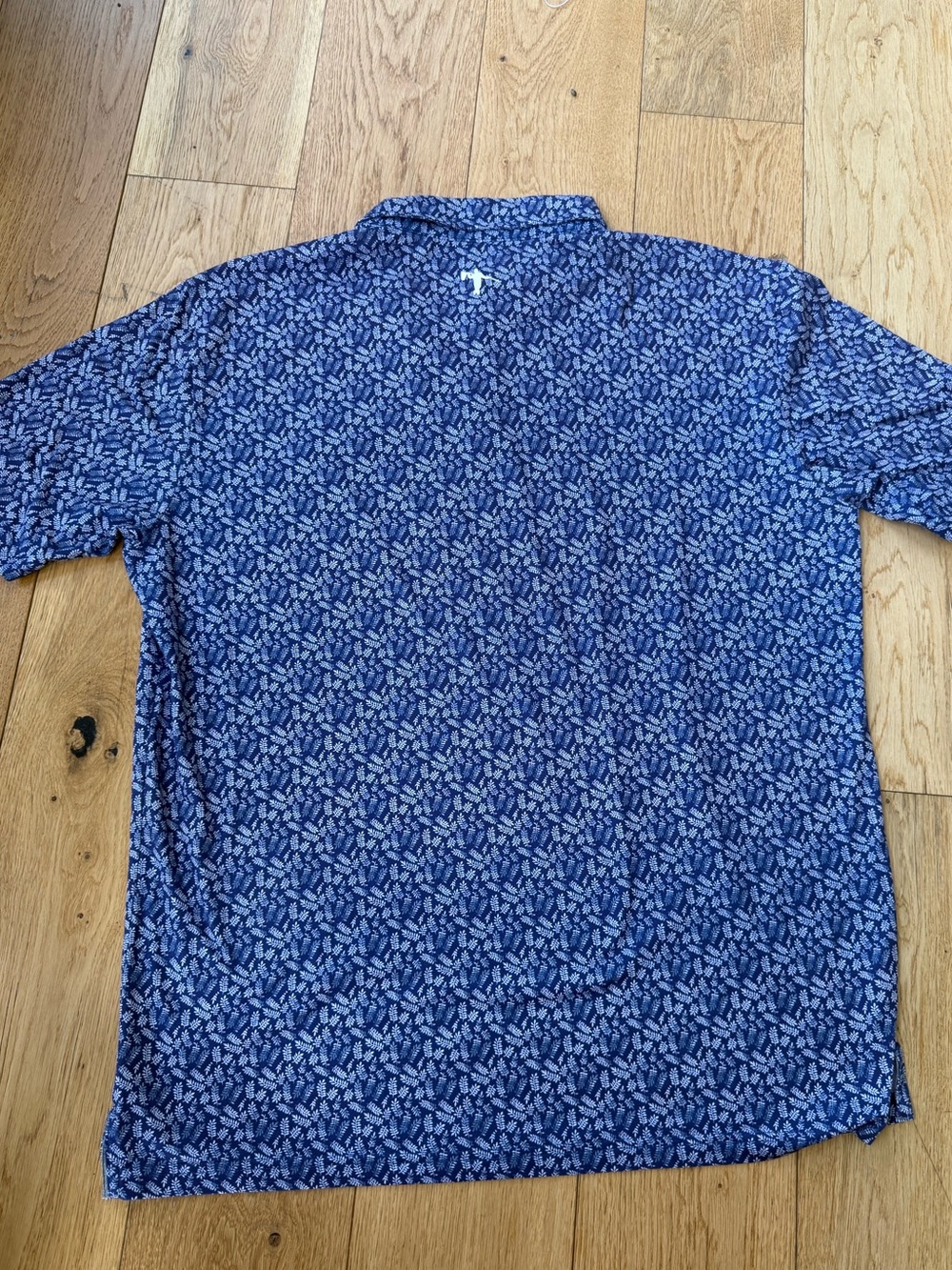 AndersonOrd Performance Golf Polo Shirt Men’s XL Blue Leaf Print Stretch EUC - Picture 2 of 8